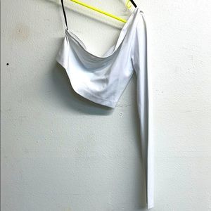 Assymetrical long sleeve crop top